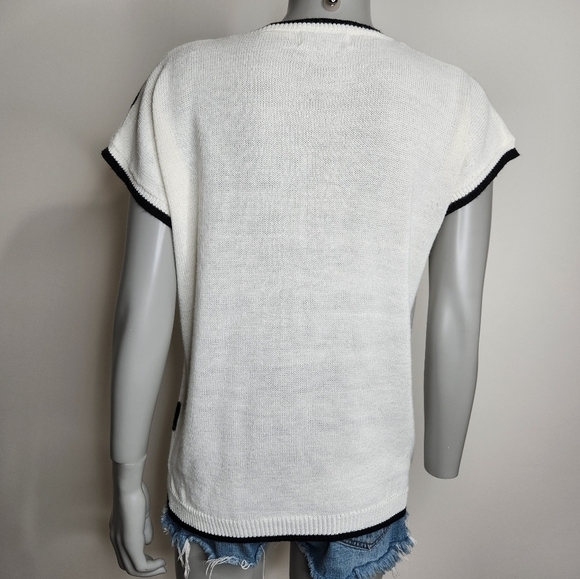 Vintage "Surrey Classics" Black Polka Dot Short Sleeve Knit Top Size XL - Picture 7 of 15